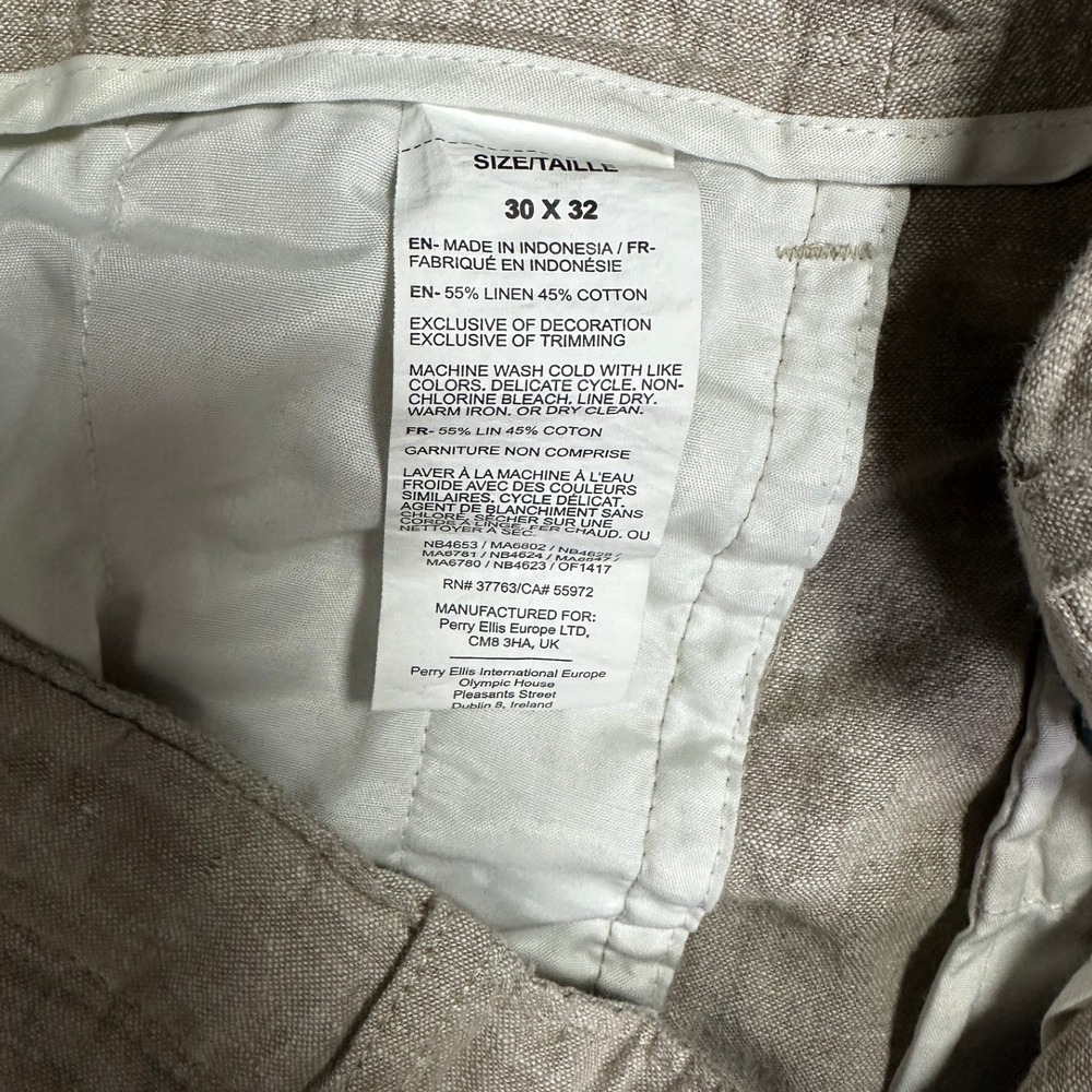 Perry Ellis Drawstring Linen Blend Pants 30x32 Tan Khaki Lightweight Trousers - Picture 9 of 9
